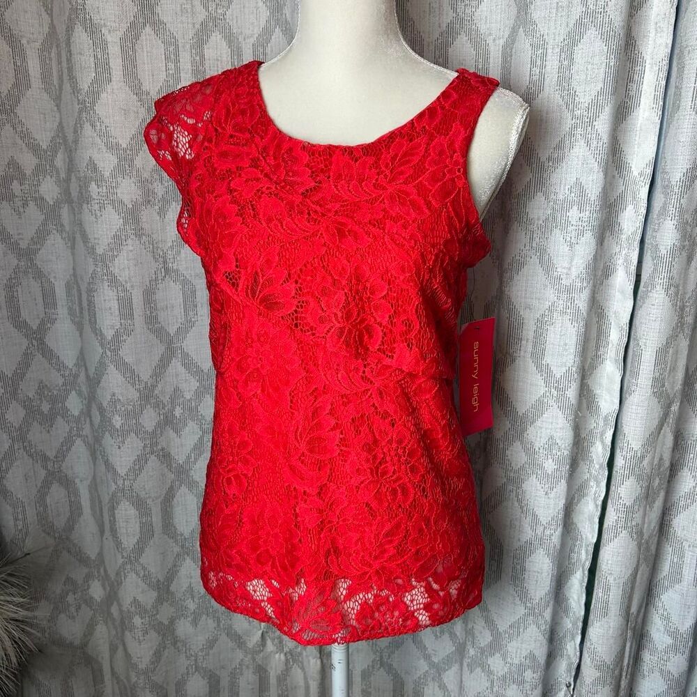 Red lace blouse